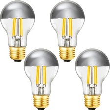 Half Chrome Light Bulb 6W 60 Watt Equivalent , Dimmable A19 Decorative LED E...