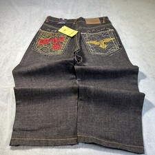 Y2k 2000s Beyond Baggy Embroidered Jeans Youth Large 27x20 Loose Hamilton Wide