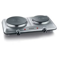 Severin DK 1014 Doppelkochplatte, 1000/1500W, 2 Heizringe, Edelstahl GebüRstet/S