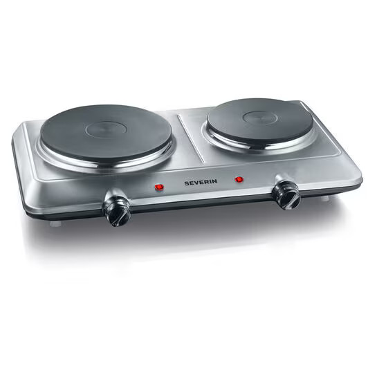 Severin DK 1014 Doppelkochplatte, 1000/1500W, 2 Heizringe, Edelstahl GebüRstet/S-image