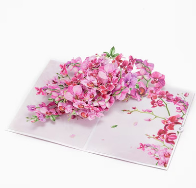 Sehr Edle Handgemachte 3D Pop Up - Grusskarte  Orchidee Geburtstag