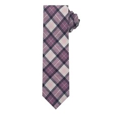 Men's Picnic Plaid Pattern 2.5 inch Slim Width Neck Tie Purple Plaid