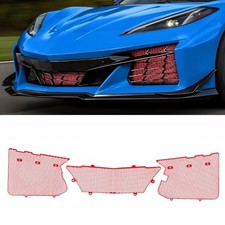 3Pcs Red Upgraded Front Radiator Guards Grille,Aluminum Body Bumper OEM RED