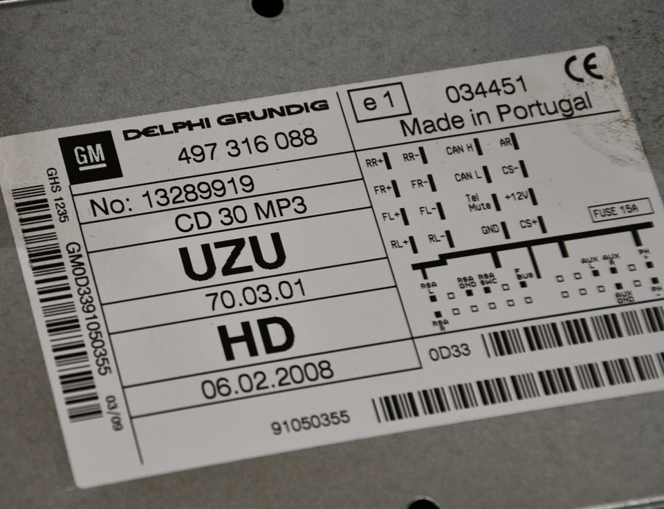Autoradio CD-Radio  13289919 NICHT RESETET! Corsa D Original Delphi - Bild 4 von 4