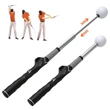 Golf Swing Trainer – Retractable Click Stick Grip & Tempo Trainer for Right 
