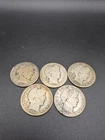 5x Barber Liberty Head Half Dollar Lot, 90% Silver, Mixed Years/Conditions