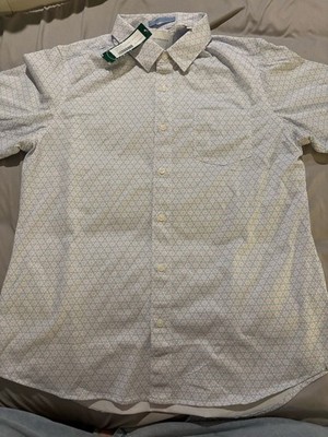 7 Diamonds Radley Pima Cotton Short Sleeve Shirt Men s Off White Size Small New