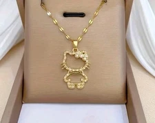 Hello Kitty Multigoldplated Charm  16" Chain Adjustable,  Girls,teens, New