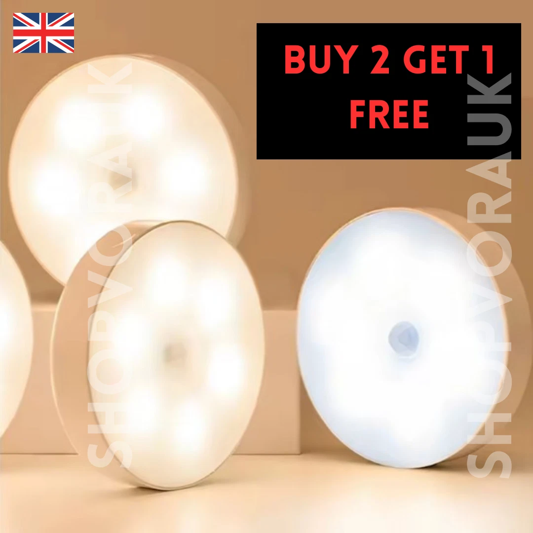 Sensor de Movimiento Inalámbrico Luz Nocturna USB Recargable LED Armario Pared