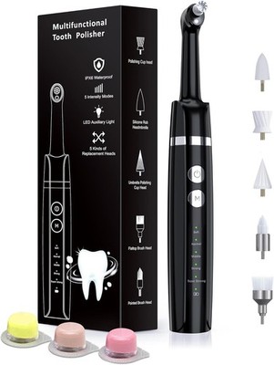 Tooth Polisher, Rechargeable Whitening Kit for Teeth Cleaning and Black 