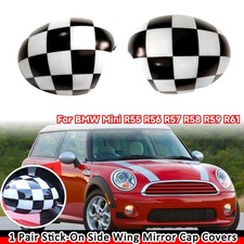 Schwarz Weiß Karo Spiegelkappen Gehäuse L+R Für Mini R55 R56 R57 R58 R59 R60 R61