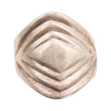 925 Sterling Silver Vintage Ring MEXICO Square Grooved Design Sz 9 RG33290