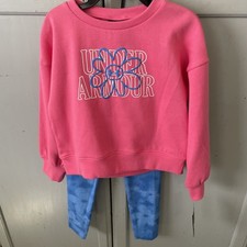 Under Armour Girls Size 4 Pink Blue Sweatshirt Flower Outfit Set NEW
