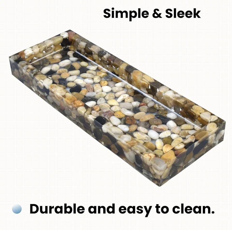Stone Vanity Tray for Bathroom Decor, Decorative Tray, Mixed Colors  - Image 3 of 4