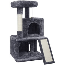 36" Cat Tree with Condo and Scratching Post Tower, 3 Levels, Dark Gray