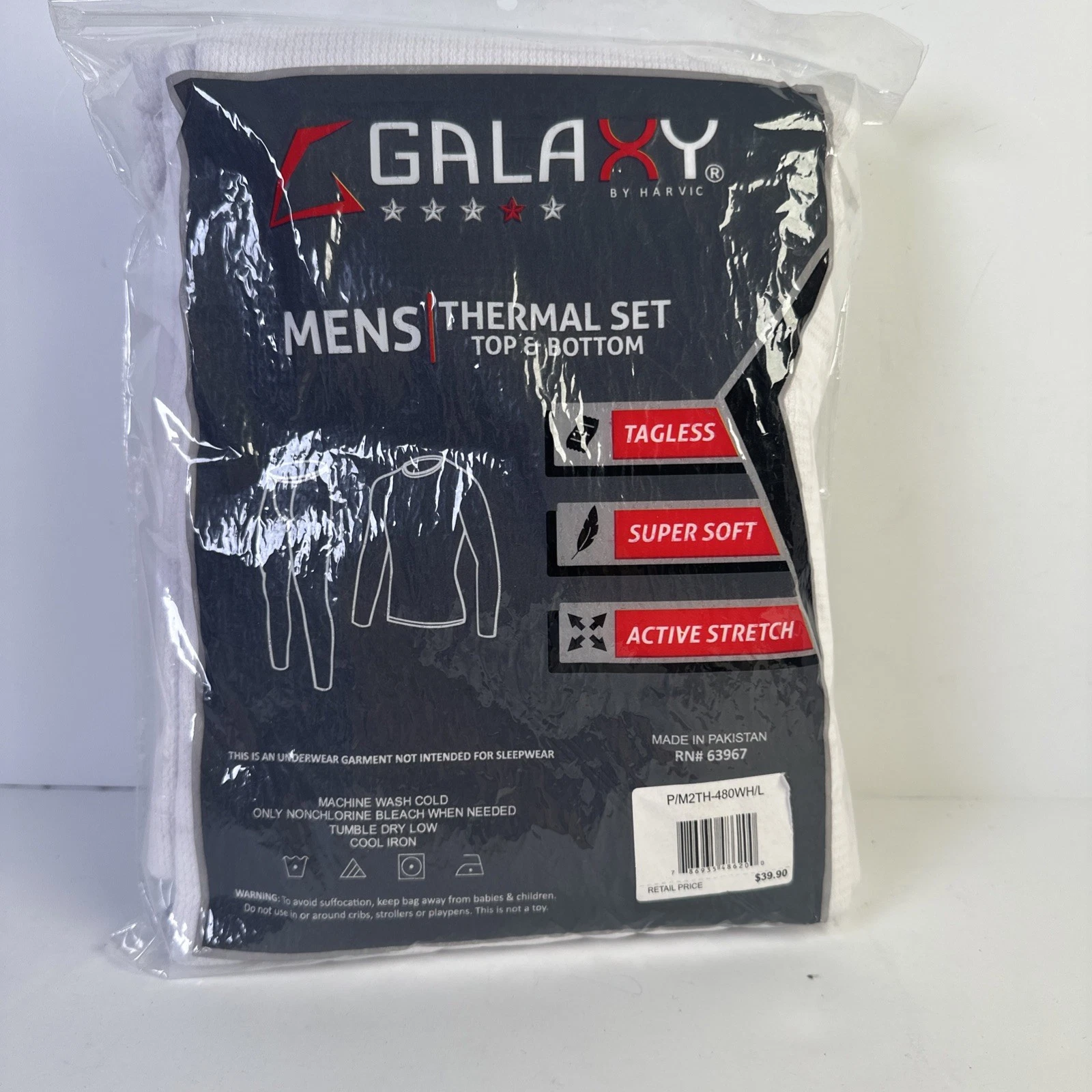 Galaxy 2 Piece Thermal Set Lightweight Top Bottom Men Size Large White Lot Of 2
Opens in a new windo