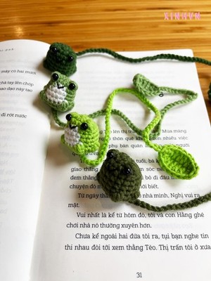 Cute Crochet Baby Frog Bookmark, Handmade Book Lover Teacher Gift
