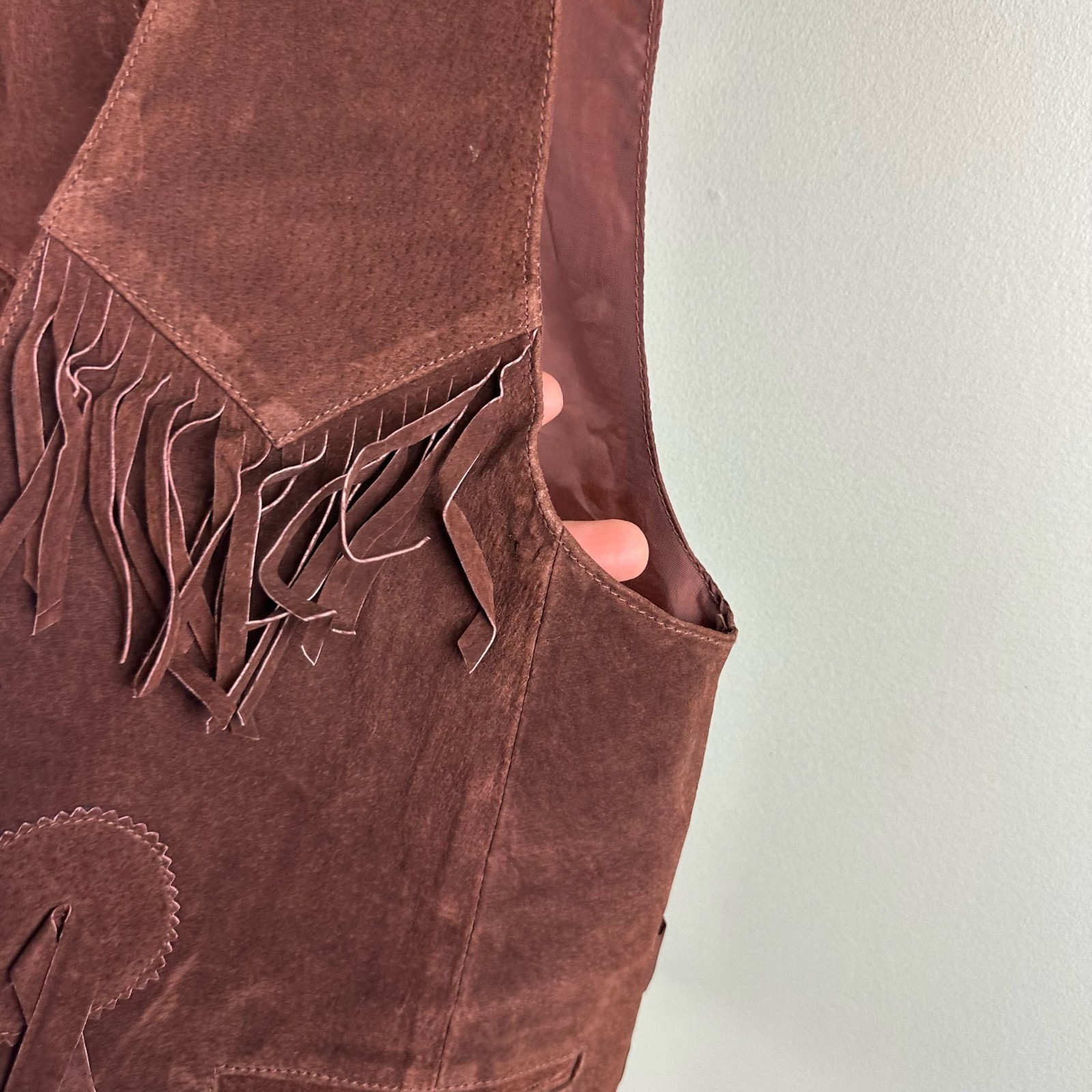 Idea Nuova Soft Leather Vest Women's M\L Brown Motorcycle Fringe Tassel Cowboy