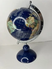 Globe - Inlaid Blue Lapis Semi Precious Gem Stones - Used - Read Description