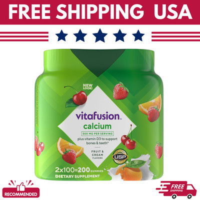Vitafusion Calcium + D3 Gummies 200ct Bone Support Fruit & Cream 500mg Gummy
