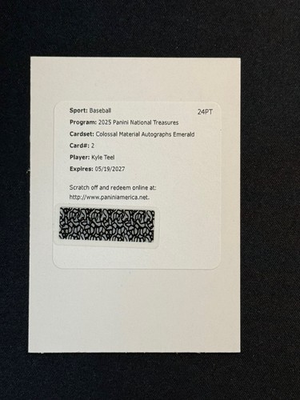 #ad #ad 2025 National Treasures #2 KYLE TEEL RC Colossal Material Autographs Emerald 5 $84.14