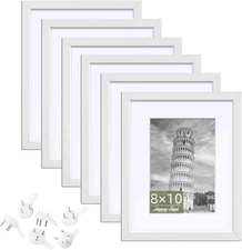 Happyhapi 8X10 Picture Frame Set of 6, 8X10 White Picture Frame Display Pictures