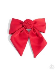 Paparazzi Wistful Wonder - Red - Ribbon Bow Rosette - Hair Clip