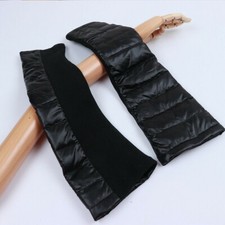 Women Down Arm Warmer Gloves Long Sleeve Fingerless Thermal Winter Black