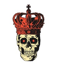 3 Skull With King Red Crown Sticker Royal Gothic Punk Skateboard Metal Tattoo