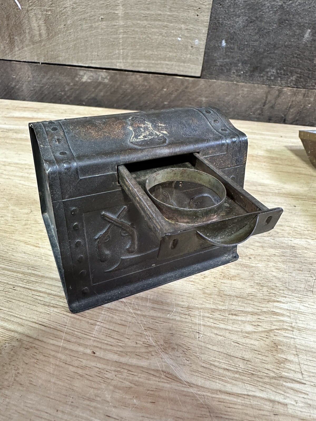 Vintage Lot Of 3 Metal Pirate Treasure Chest Bank E.J. Kahn And Coin