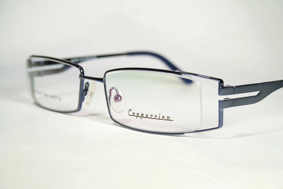 Monturas de gafas cromadas azules parcialmente sin montura CAPUCCINO K812N sin usar Foto 4 de 4