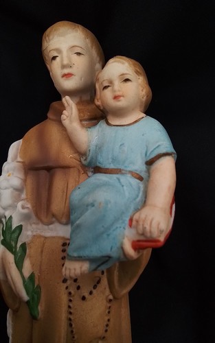 8" ST. ANTHONY VON PADUA KERAMIK VINTAGE 1961 STATUE CHRISTENTUM LILLY BABY JESUS - Bild 13 von 15