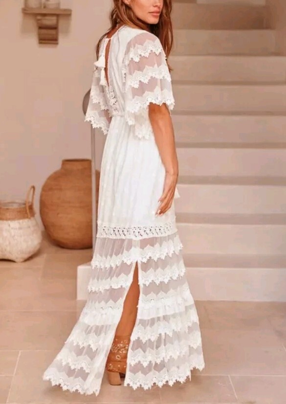Jaase Bungalow Maxi Dress Size S AU 8 US 4 White Lace | eBay