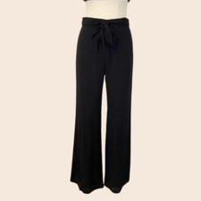 Reformation Black Flowy Lined Wide Leg Pants with Tie Belt Size 4