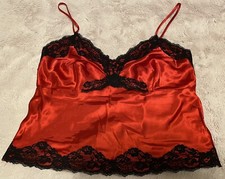 Fredericks Of Hollywood 90s Red Satin Lace Camisole Large