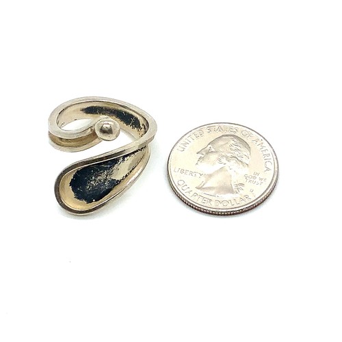 Vintage Sterling Silver Signed 925 Delfino Taxco Mexico Modern Bypass Ring 8 1/2 - Picture 3 of 7