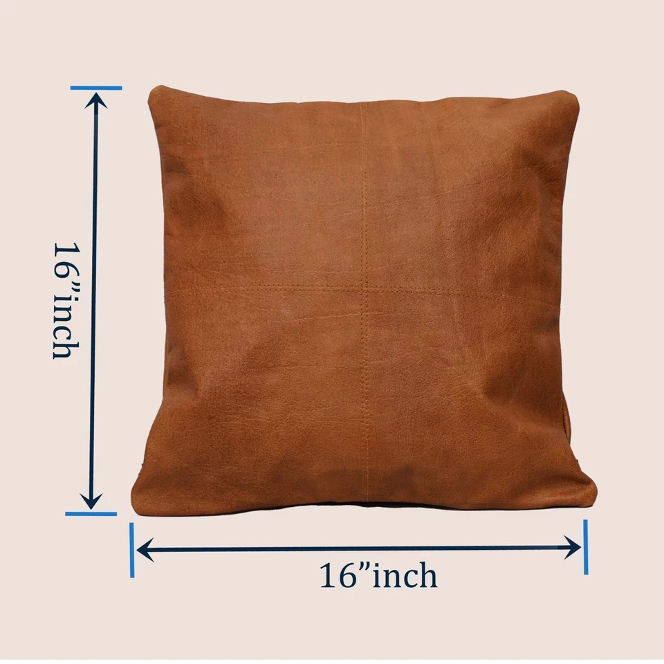 Throw Pillow Covers Genuine Leather Lambskin Sofa Decor Cushion Cases Soft Cover - Image 2 of 4