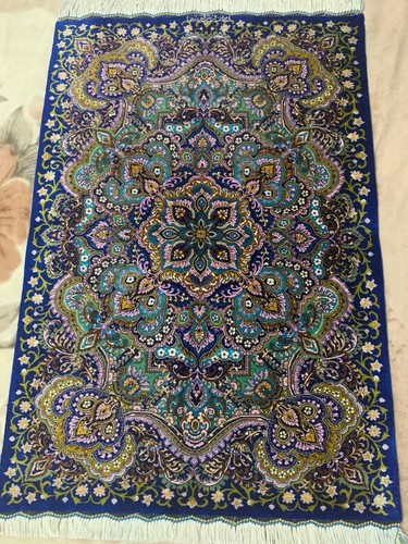 Silk rug carpet handmade W sign Qomm Ghomm/KPSI 550- Please read the description - Picture 7 of 11