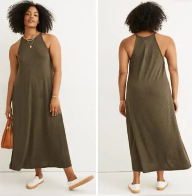 madewell knit cami dress NEW Olive Green Midi Casual Dress Women's Size Small Marcy Striped Knit Mini Dress