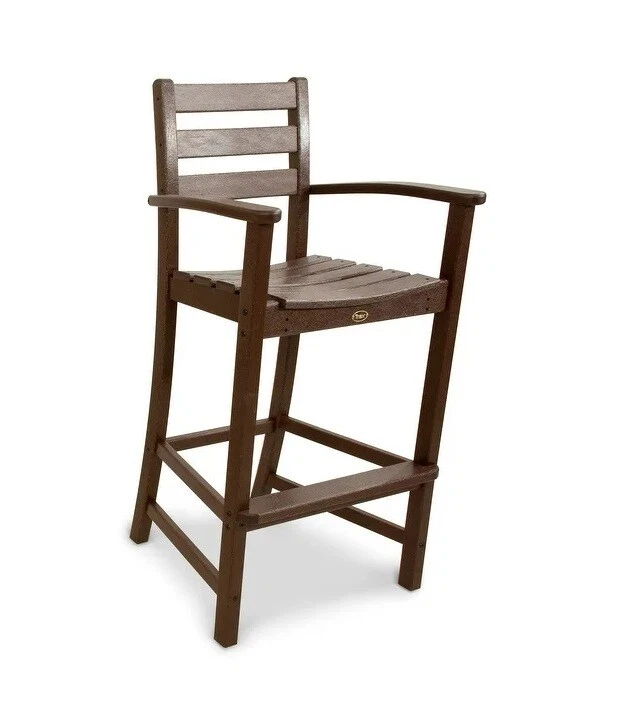 Brown Bar Stool Set Height Outdoor Chair Patio Pub Seat High Top Tall Trex Arm - Image 2 of 3