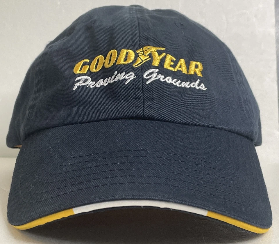 Gorra Goodyear Racing Proving Grounds Azul Amarillo Ajustable Bandera de Texas de EE. UU. Foto 4 de 4