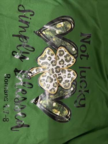 Plus Size X Large NOT LUCKY SIMPLY BLESSED Christian Romans 4:7-8 - Picture 4 of 4