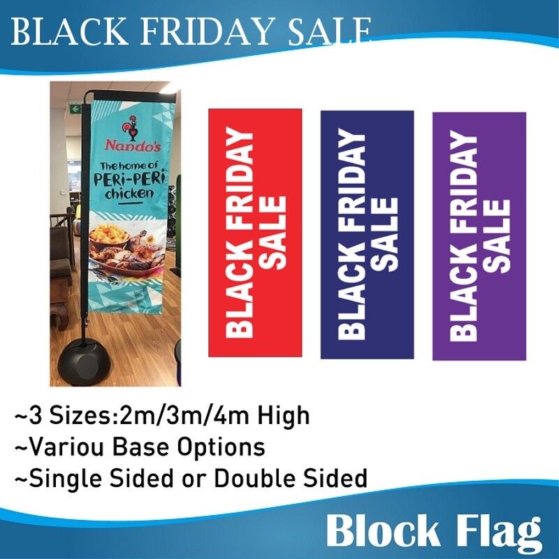 2-4m Outdoor BLACK FRIDAY SALE Block Flag with base