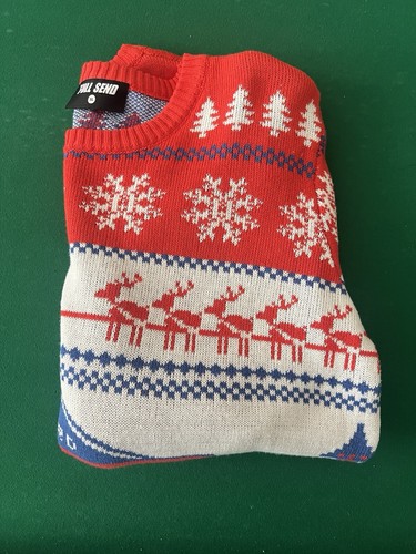 Happy Dad Sweater Men Extra Large Red White Blue Knit Ugly Christmas Full Send - Picture 7 of 8