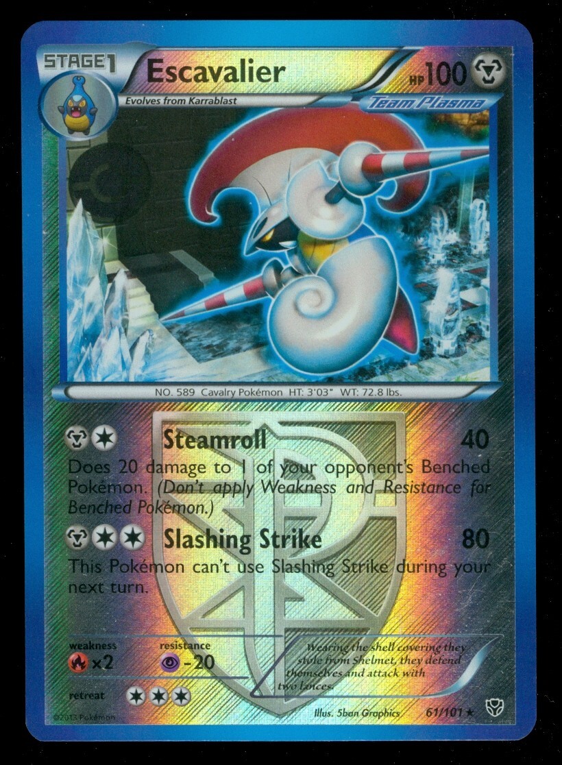 Pokemon ESCAVALIER 61/101 Plasma Blast RARE Rev Holo - NEAR MINT