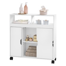 EUGAD Nischenschrank Badezimmerschrank Badschrank auf Rollen Badrollwagen Weiß