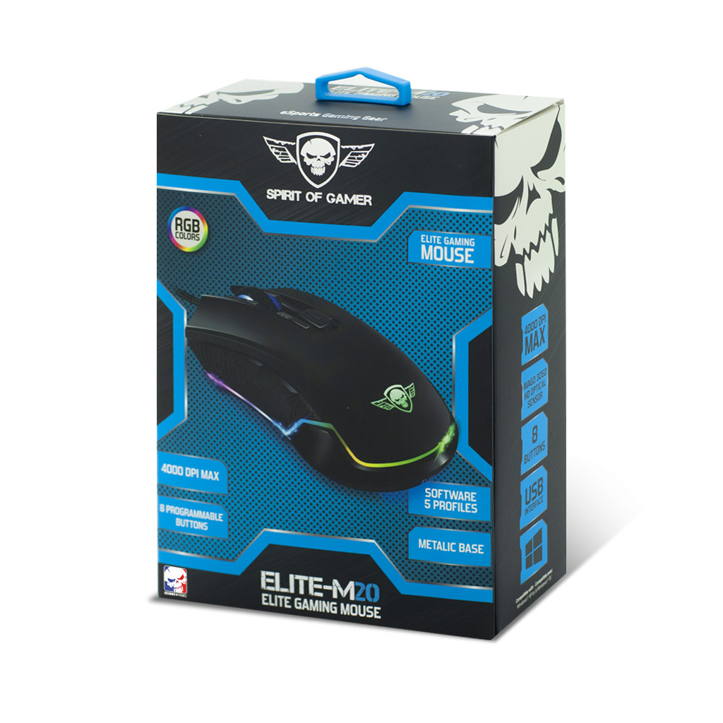 Souris filaire M20 Spirit of Gamer pour vos sessions de jeu nocturnes