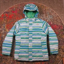 The North Face Insulated Winter Jacket Girls L Hooded Brianna ICE Fast Striped