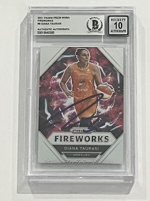 Diana Taurasi Signed 2021 Panini Prizm WNBA Fireworks #8 BAS 10