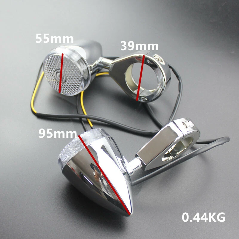 4pcs 12v Motorcycle Front Rear LED Turn Signal Light 39mm Relocation Fork Clamp - Image 2 of 4